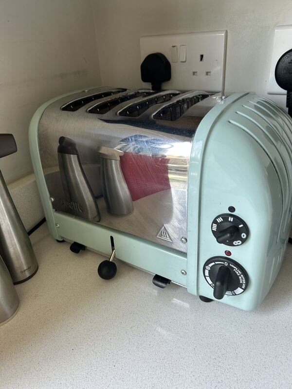 Eucalyptus Dualit toaster on the kitchen counter